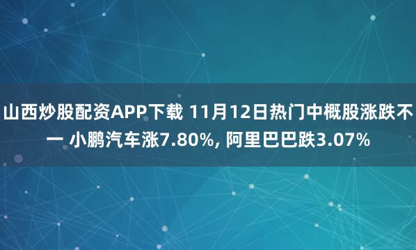 山西炒股配资APP下载 11月12日热门中概股涨跌不一 小鹏汽车涨7.80%, 阿里巴巴跌3.07%